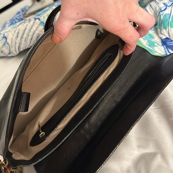 Brahmin Shoulder Bag Purse Croc Leather Classic Vintage Black Brown - Picture 12 of 14